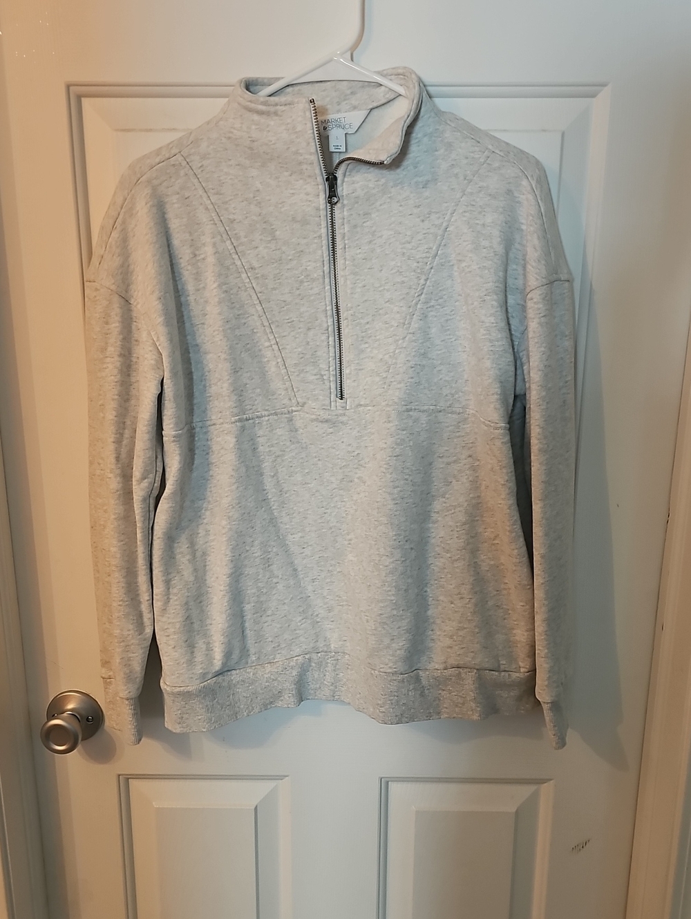 Market & Spruce Light Gray Quarter-Zip Sweater